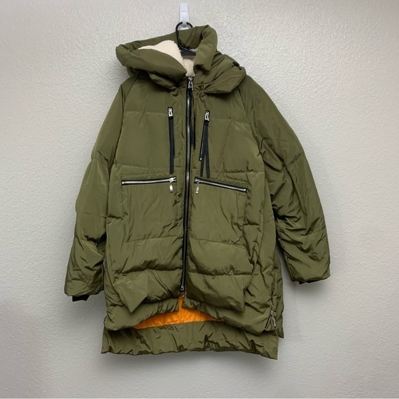 Artter Women’s Olive Green & Orange‎ Winter Puffer Utility Jacket Size 2XL - Picture 2 of 7